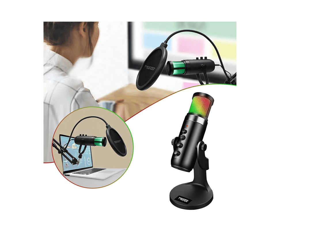 Twisted Minds W108 RGB – Desk-Mounted USB Condenser Microphone for PC - Black in Qatar Twisted Minds W108 RGB – Desk-Mounted USB Condenser Microphone for PC - Black in Qatar
